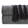 Chanasya Mini Chevron Throw Black White Blanket With Tassels - (50x65 Inches) - 3 of 4