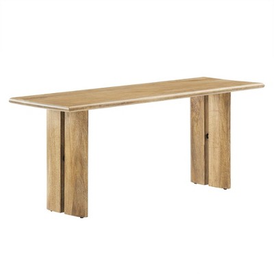 Modway Amistad Wood Bench – 46" Mid-Century Solid Wood Entryway or Dining Bench with Slatted Seat