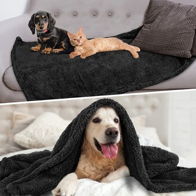 Small Black Faux Shearling Waterproof Pet Blanket