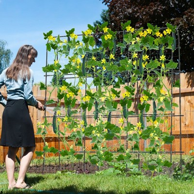 Aghana Digitals Black PE-Coated Metal U-Shaped Garden Trellis, 71"x13"-26"x71", Adjustable Width