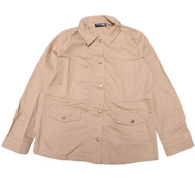 INSPIRE CHIC Women's Drawstring Waist Flap Pockets Lightweight Utility Jacket