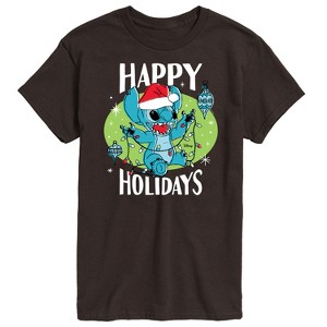 Men's - Lilo and Stitch - Happy Holidays Christmas Short Sleeve Graphic T-Shirt - 1 of 4