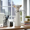 Sagebrook Home Cat with Glasses Sculpture - Contemporary Ceramic White Cat Statue with Black and Beige Accents for Home - 3 of 4