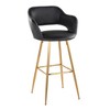 Fixed Faux Leather Contemporary Bar Stool with Low Back and Metal Legs for Home Bar or Kitchen (Set of 2) - 2 of 4