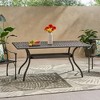 Outdoor Dining Table, Metal Rectangle Dining Table With Umbrella Hole, Outdoor Furniture, Weather Resistant Cast Aluminum Patio Table - 2 of 4
