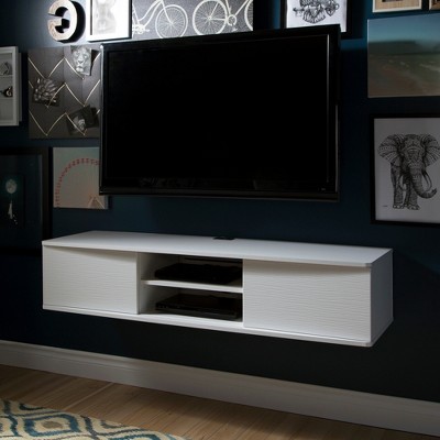 Agora Pure White Floating TV Stand with Cabinet