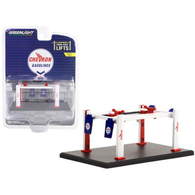 Adjustable Four-Post Lift "Chevron" White and Red "Four-Post Lifts" Series 5 1/64 Diecast Model by Greenlight
