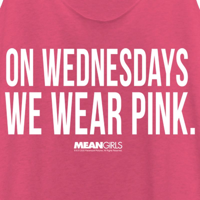 Women's Mean Girls On Wednesdays We Wear Pink Quote Racerback Tank Top, 2 of 5