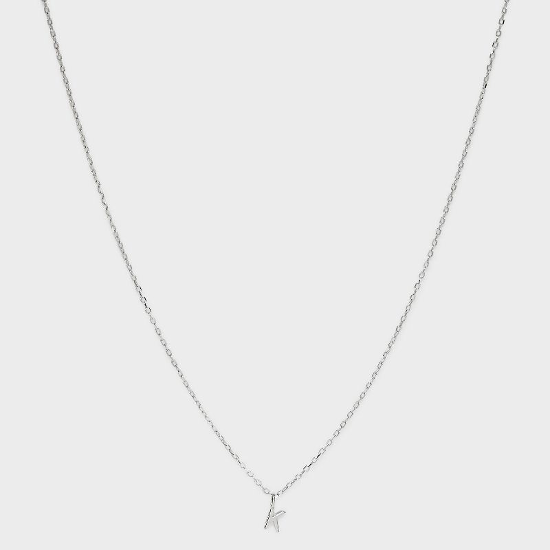 Sterling Silver Small Polished Initial Pendant Necklace - A New Day™ Silver, 1 of 6