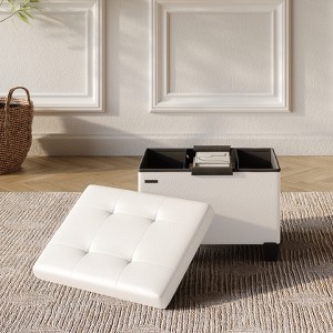 StorageBud Storage Ottoman for Bedroom End of Bed, Faux Leather Storage Bench, Large Storage Ottoman Bench, Entryway Bench with Storage - 1 of 4