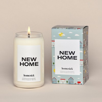 13.75oz Glass Jar Jasmine Cedarwood "New Home" Candle - Homesick Candles, Soy Wax Blend, 60-80hr Burn Time