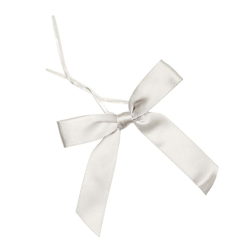 Juvale 100 Pack Silver Pre Tied Satin Bows for Crafts, Party Favors, Goodie Bags, Baked Goods Packaging, 3 in, 1 of 7