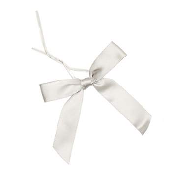 Juvale 100 Pack Silver Pre Tied Satin Bows for Crafts, Party Favors, Goodie Bags, Baked Goods Packaging, 3 in
