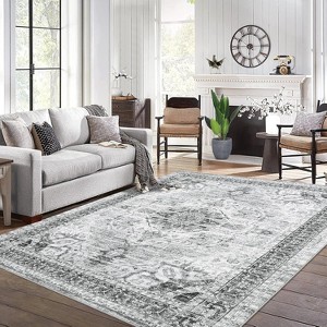 Washable Vintage Distressed Area Rug,Oriental Medallion Accent Carpet,Ultra-Soft Low Pile Non-Slip Floor Mat for Living Room Bedroom Office - 1 of 4