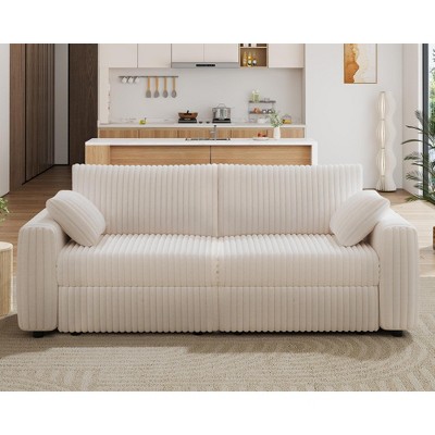 Vipbear Beige Extra Large Modular Sectional Sofa,Comfy Corduroy Modern Oversized 4-Seat Sectional Couch with Deep Seat,Tool-Free Assembly