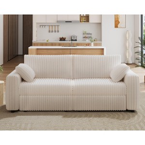 Vipbear Beige Extra Large Modular Sectional Sofa,Comfy Corduroy Modern Oversized 4-Seat Sectional Couch with Deep Seat,Tool-Free Assembly - 1 of 4