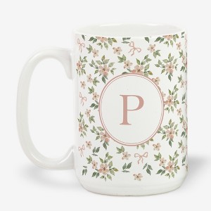 Personalization Mall Blush & Bloom 15oz Ceramic Mug, Pink Bows - 1 of 2