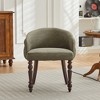 Accent Leisure Chair, Button Decoration PU Leather Dining Chair Mid-Century Modern Arm Chair with Wood Armrests & Legs for Living Room Office Kitchen - 3 of 4