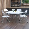 Emma and Oliver 5-Foot Round Bi-Fold Granite White Plastic Folding Table with Carrying Handle - 2 of 4