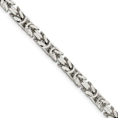 Black Bow Jewelry Men's 5mm, Sterling Silver, Solid Byzantine Chain Necklace