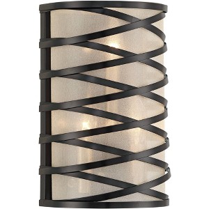 360 Lighting Sircetta 12 1/4" High Black Metal Bands Wall Sconce - 1 of 4