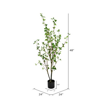 60" Green Artificial Baby Leaf Tree in Black Plastic Pot