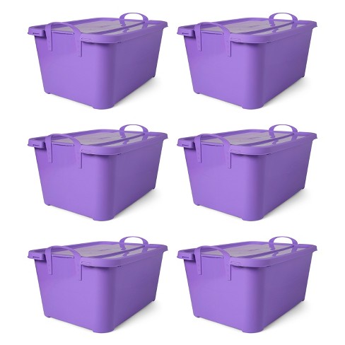 Sterilite Lidded Stackable 18 Gallon Storage Tote Container, Purple &  Reviews