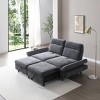 GDFStudio Eric 85" Fabric Pull-Out Sleeper Sofa with Adjustable Armrest and Backrest, Grey - 2 of 4