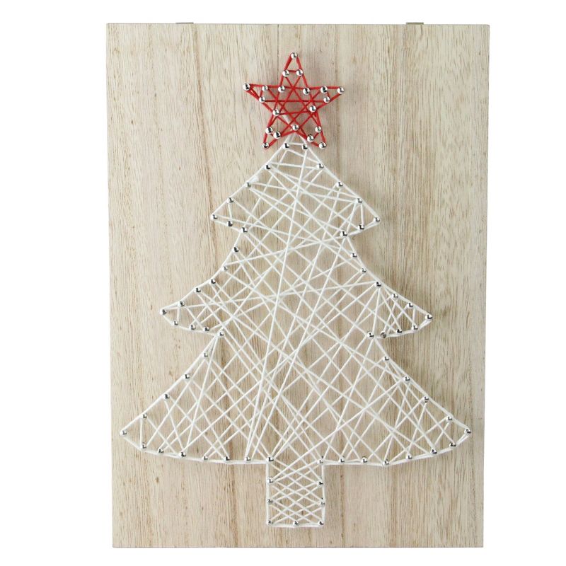 Northlight 11” White and Red String Christmas Tree Wall Decor, 1 of 4