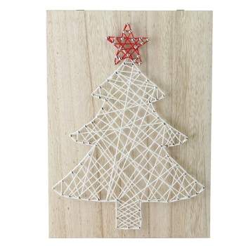 Northlight 11” White and Red String Christmas Tree Wall Decor