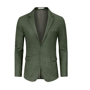 BLUEMING Mens Blazer Herringbone Blazer Jackets Two Button Coats Retro Lightweight Casual Knit Suit Jackets - 1 of 4