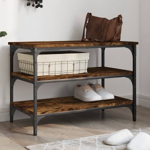 vidaXL Shoe Bench Smoked Oak 27.6 in.x15.2 in.x19.3 in. Engineered Wood - 1 of 4