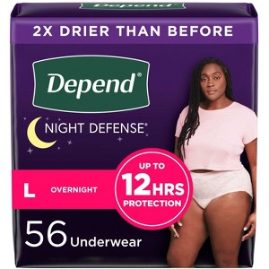 Depend Night Defense Adult Incontinence Underwear for Women - Overnight Absorbency - Blush - 1 of 4