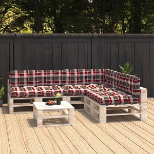 vidaXL Pallet Sofa Cushions 7 pcs Red Check Pattern - 1 of 4