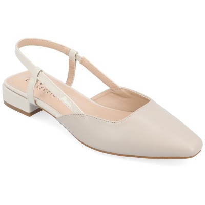 Journee Collection Womens Paislee Sling Back Block Heel Square Toe Flats