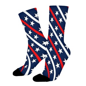 Patriotic Star Stripes Women Printed Crew Socks Funny Funky Socks Soft Polyester Novelty Gifts for Artists Men - 1 of 1