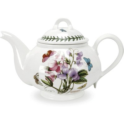 Portmeirion Botanic Garden 32 oz Teapot, Sweet Pea Motif, Fine Earthenware, Chip-Resistant Glaze, Dishwasher Safe, Ideal for Brunch or Afternoon Tea