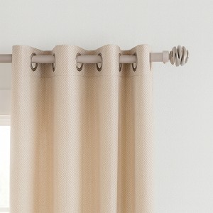 Evideco French Home Goods Adjustable Single Curtain Rod 50"-82" with Spiral Finials and Brackets, Available in Taupe, Gray, or Black - 1 of 4