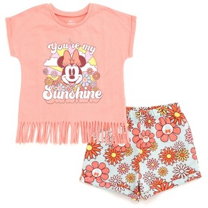 Disney Junior Floral Girls T-Shirt and French Terry Shorts Outfit Set Toddler - 1 of 4