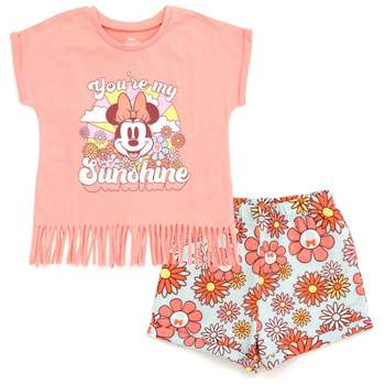 Mickey Mouse & Friends Minnie Mouse Lilo & Stitch Princess Winnie the Pooh Baby Girls T-Shirt and French Terry Shorts Outfit Set Infant