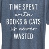 Women's - Instant Message - Time Spent With Books Cats Short Sleeve Graphic T-Shirt - 2 of 4