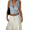 Clearlove Women's Denim Vest Sleeveless V Neck Button Down Jean Waistcoat Jacket Chic Going Out Crop Tops - 2 of 4