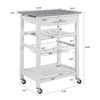 GlasFlength Kitchen Carts and Islands Modern Rolling Kitchen Cart with Spacious Storage for Kitchen, White,22.76”*15.75”*33.55" - 2 of 4
