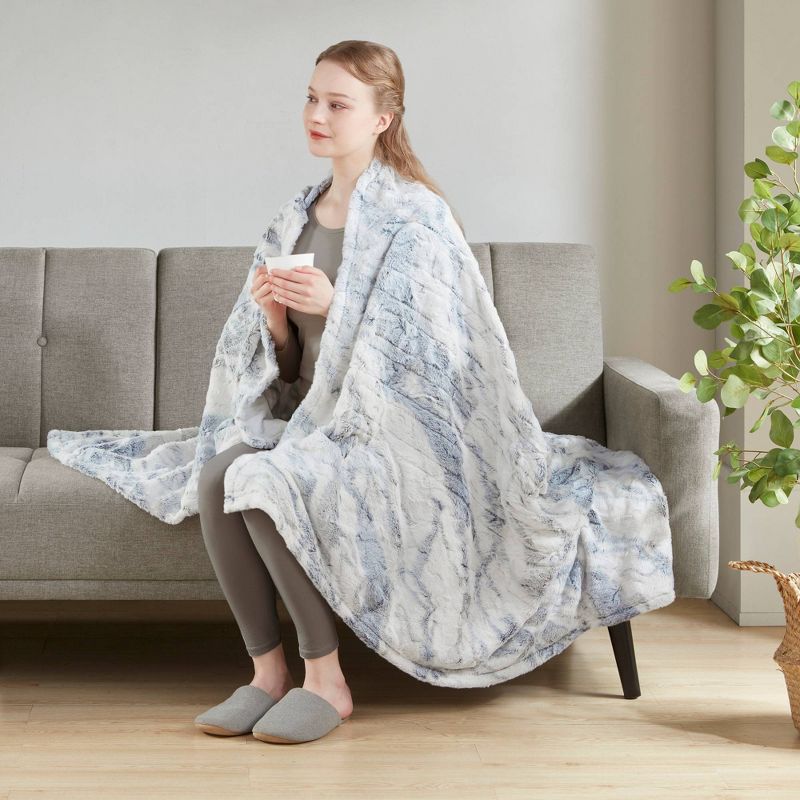 50"x70" Aina Marble Faux Fur Heated Throw Blanket - Beautyrest, 4 of 12