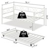 Coolmee Daybed with Trundle Bed, Twin Size Metal Day Bed with Floral Headboard, Modern Sofa Bed Frame, Heavy Duty Steel Slats Supports - 2 of 4