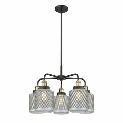 Edison - 5 Light Stem Hung Chandelier In Industrial Style-15 Inches Tall and 24 Inches Wide