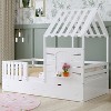 Twin Size House Bed for Kids, Twin Bed with Rails and 2 Storage Drawers, Wooden Playhouse Beds with Roof and Window - 2 of 4