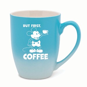 Elanze Designs But First Coffee Two Toned Ombre Matte 10 ounce New Bone China Coffee Tea Cup Mug, Teal and White - 1 of 4