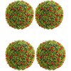 GAOMON Artificial Plant Topiary Ball Set of 4, Decorative Artificial Boxwood Balls with Pink Flowers, Indoor Outdoor - 2 of 4