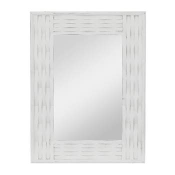 Contemporary Wood Rectangle Wall Mirror Textured Frame White - Olivia & May